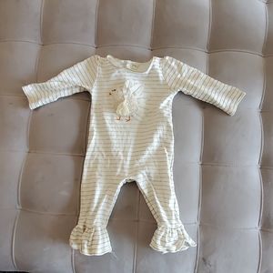 White and gold striped romper